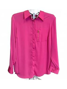 RALPH LAUREN WOMEN'S SHIRT LONG SLEEVE BUTTON DOWN 1X SILKY DARK PINK NWOT